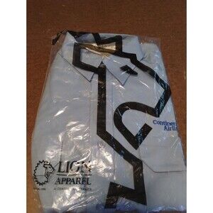 CONTINENTAL AIRLINES Men Blue Long Sleeve Employee Button Shirt M Lion Apparel